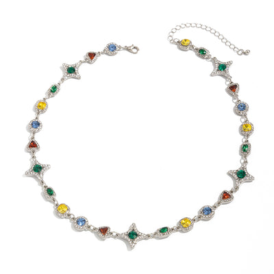 Collar Conjunto de Cruz y Estrella con Piedras de Gema Coloridas para Hombre - Image 7