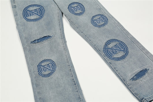 Jeans Hombre Rotos Deslavados con Bordado Artesanal - Image 8