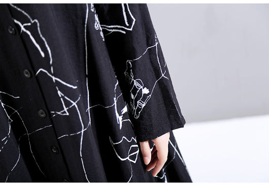 Vestido Suelto de Chifón Negro con Volantes para Mujer - Image 5