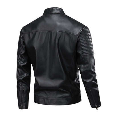 Chaqueta de Cuero para Hombre Slim Fit con Cuello de Pie - Abrigo Biker Premium - Image 10