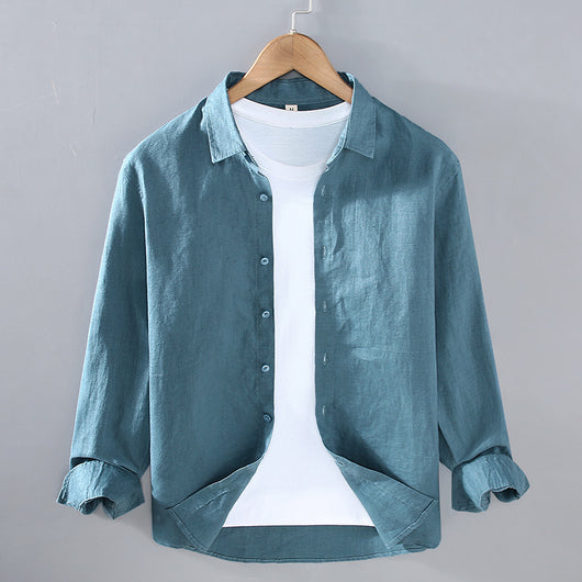 Camisa de Lino Puro para Hombre - Estilo Versátil Moderno - Image 9