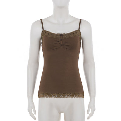 Camiseta Escotada con Patchwork de Encaje y Botones - Image 13