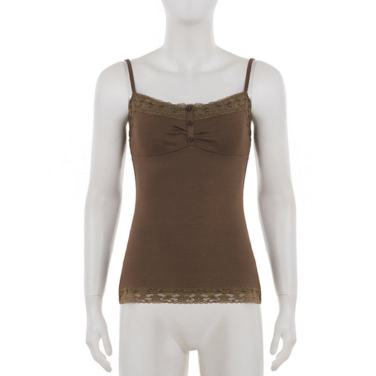 Camiseta Escotada con Patchwork de Encaje y Botones - Image 13