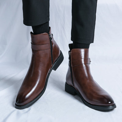 Botas Martin de Cuero Estilo Británico con Cierre Lateral para Hombre - Image 4