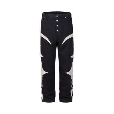 Pantalones Casuales Patchwork de Cuero con Contraste de Colores - Image 4