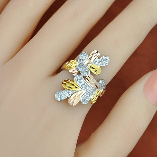 Anillo de Hoja Plata Esterlina y Oro para Dedo Índice - Image 8