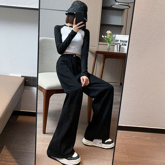 Pantalones de Pana Cintura Alta Pierna Ancha Estilo Retro - Image 6