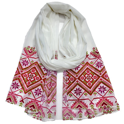 Pañuelo Largo de Gasa Perlada con Estampado Liso - Hijab Versátil para Mujer - Image 5