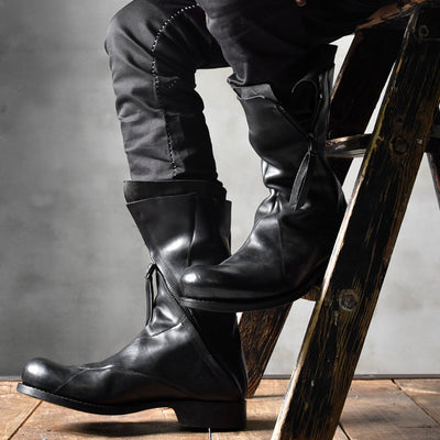 Botas de Cuero Deconstruidas Irregulares Estilo Retro para Hombre - Image 3