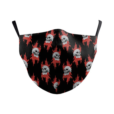 Black double-layer dust mask with a steampunk skull clown digital print, featuring gears, rivets, and a zipper. - Image 3