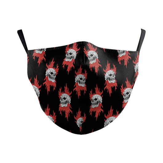 Black double-layer dust mask with a steampunk skull clown digital print, featuring gears, rivets, and a zipper. - Image 3