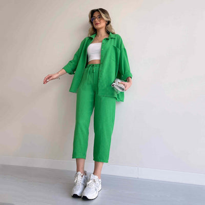Conjunto Deportivo Mujer: Blusa Suelta Cropped + Pantalón Harem - Image 5