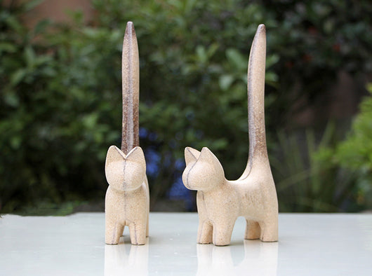 Adorno de Gatito de Cola Larga en Madera en Blanco para Pintar y Colorear - Image 6