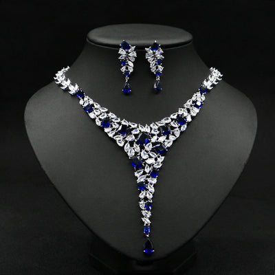 Conjunto de Collar y Aretes de Circonita Colorida para Novia - Image 7
