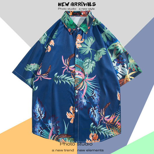 Camisa Estampada Tailandesa Manga Corta para Hombre