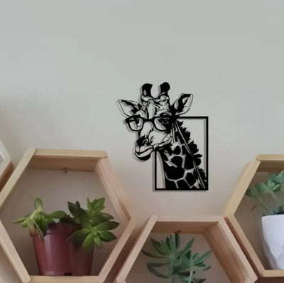 Decoración de Pared Jirafa con Gafas - Silueta Moderna - Image 2