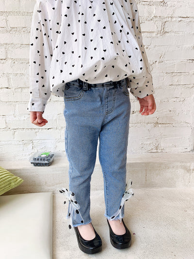 Pantalones Infantiles Estilo Occidental con Moño en los Tobillos - Versión Coreana - Image 3