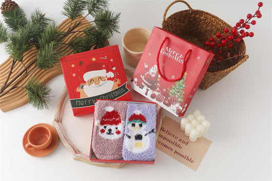 Calcetines Navideños Infantiles de Terciopelo Coral sin Pelusas con Diseño de Reno - Image 4