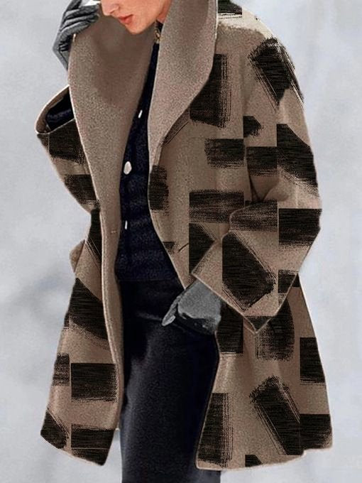 Chaqueta de Lana Estampada con Solapa para Mujer - Image 10
