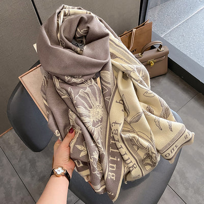 Bufanda Térmica Reversible Estampada - Chal Grueso Doble Faz - Image 18