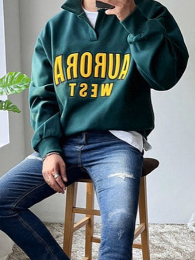 Sudadera con Cuello Solapa Hombre Estilo Coreano Fit Relajado Primavera - Image 6