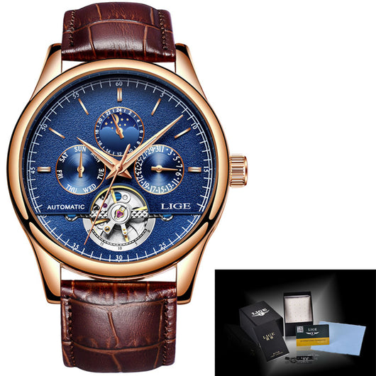 Reloj Automático de Hombre con Correa de Cuero Resistente al Agua - Image 2
