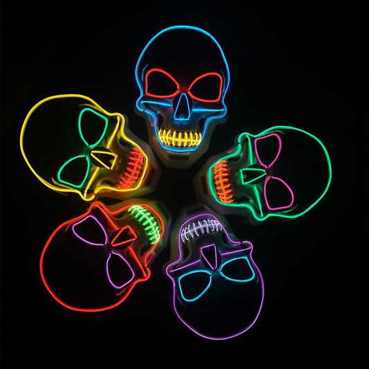 Máscara Calavera LED Resplandeciente con Líneas de Neón