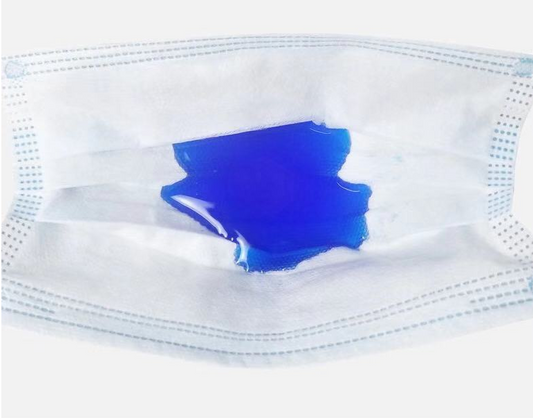 Light blue disposable face mask with ear loops, showing pleated design, against a white background. - Image 2