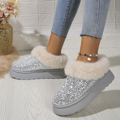 Pantuflas Invierno Mujer con Lentejuelas y Suela Gruesa Acolchada - Cálidas para Casa y Exterior - Image 18