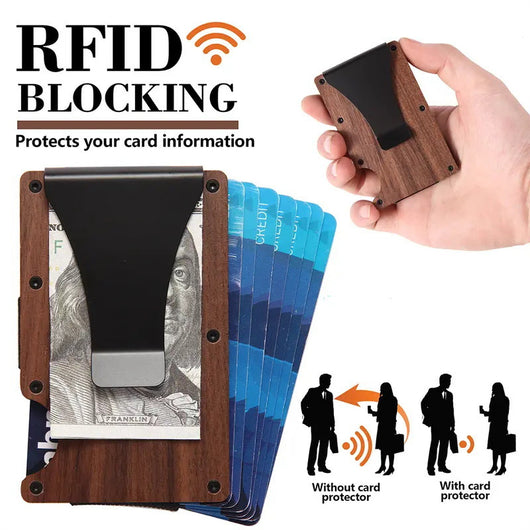Billetera de Madera con Protección RFID y Funda de Tarjetas - Image 4