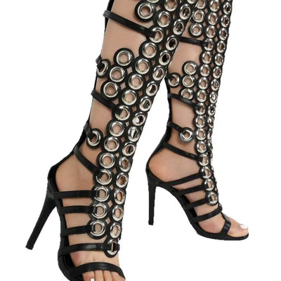Sandalias de Tacón Stiletto Hueco con Punta Abierta - Diseño Metálico Europeo - Image 2