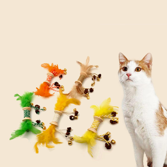 Juguete Interactivo para Gatos con Plumas, Campanas y Texturas de Masticación