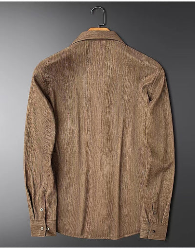 Camisa Manga Larga Cuello Cubano con Pliegues para Hombre - Image 23