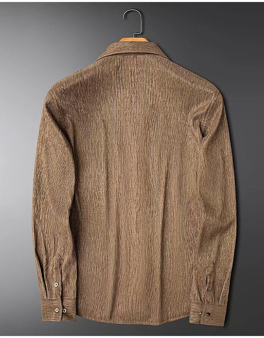 Camisa Manga Larga Cuello Cubano con Pliegues para Hombre - Image 23