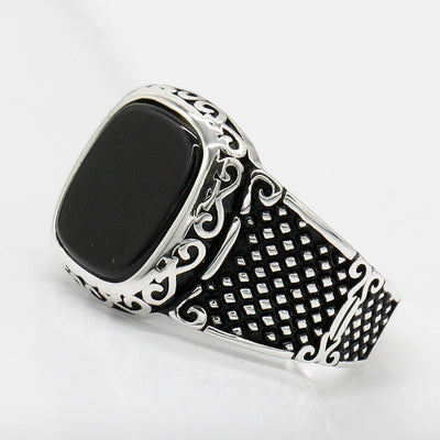 Anillo de Plata Tailandesa 925 con Ágata Negra Vintage - Image 8