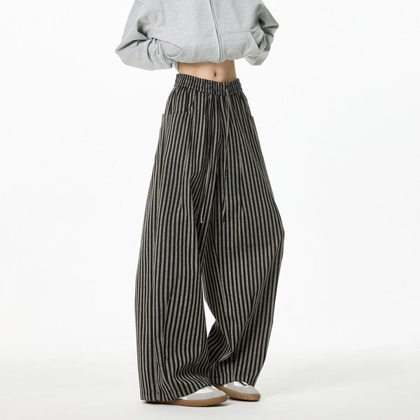 Pantalones Casuales Tejidos a Rayas con Corte Recto para Hombre