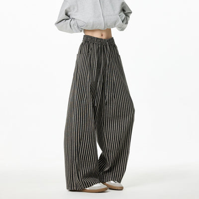 Pantalones Casuales Tejidos a Rayas con Corte Recto para Hombre - Image 2