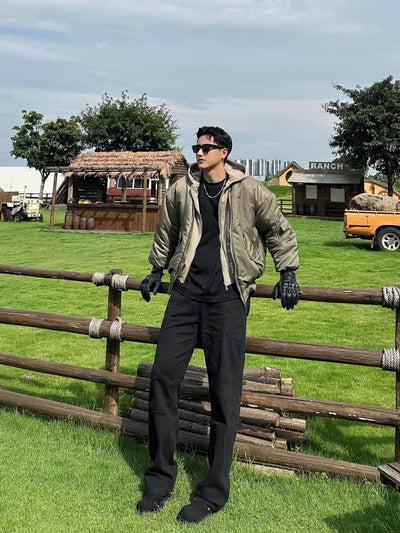 Chaqueta de Vuelo Acolchada Negra con Capucha - Diseño Dos Piezas - Image 18