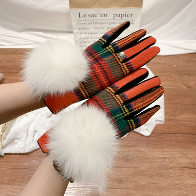 Guantes de Lana y Cachemira con Pompón de Piel de Zorro - Image 6