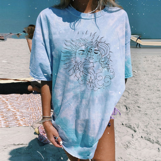 Camiseta Suelta con Estampado Tie-dye Multicolor - Image 5