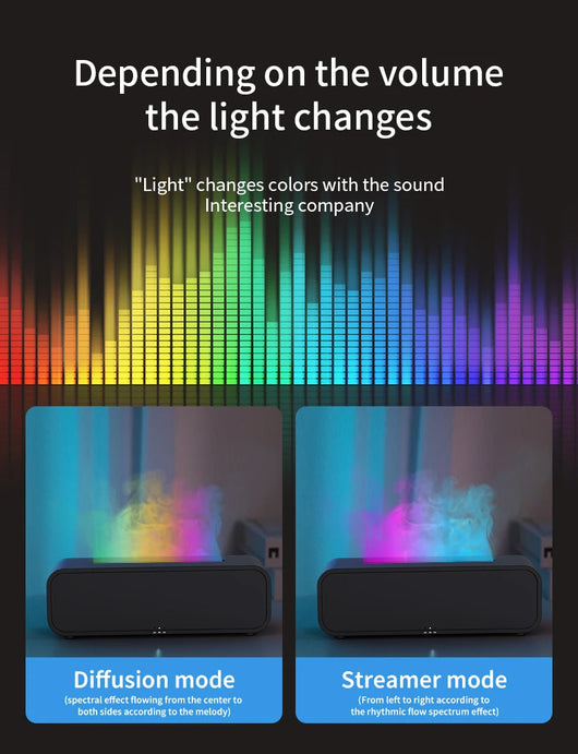 Difusor de Aroma con Efecto Llama Dinámico, Control Remoto y Luces Sincronizadas con Música - Image 12