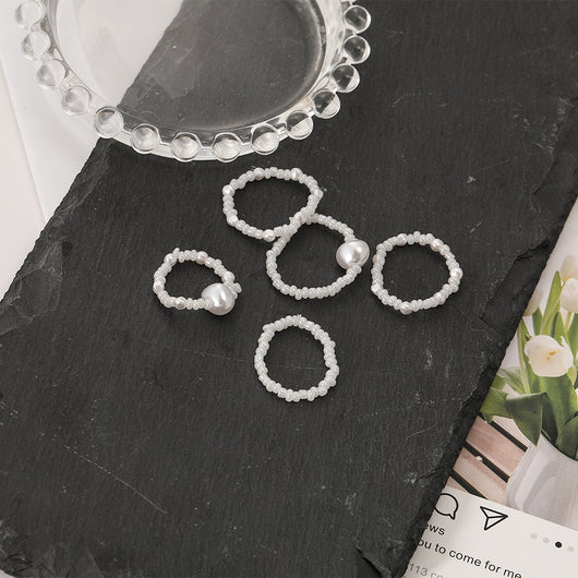 Anillo de Perla Blanca con Cuentas de Arroz para Mujer - Image 11