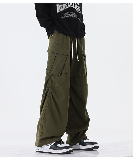 Pantalones Plisados Retro para Hombre - Corte Recto Casual Tendencia - Image 9