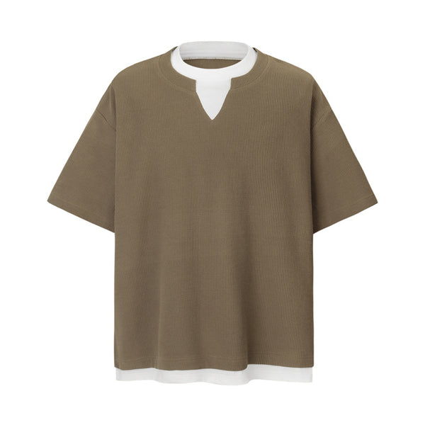 Playera Retro de Contraste a Cuadros para Hombre