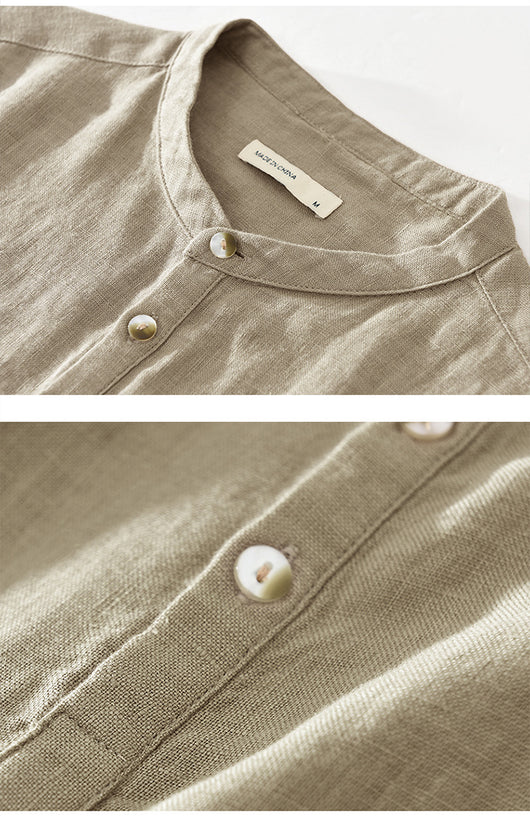 Camisa de Lino y Algodón Manga Corta - Perfecta para el Verano - Image 13