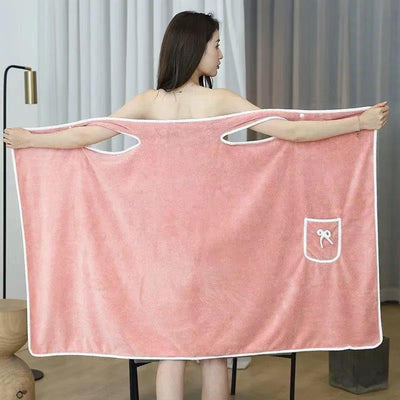 Falda Toalla de Baño Ajustable con Tirantes - Microfibra Coral