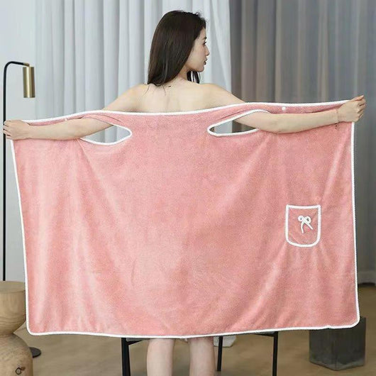 Falda Toalla de Baño Ajustable con Tirantes - Microfibra Coral