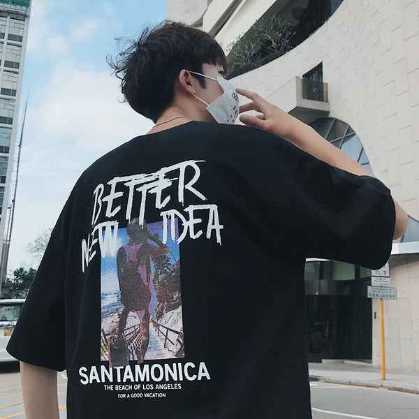 Playera Manga Corta Hombre Suelta Tendencia Verano