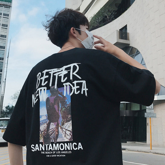 Playera Manga Corta Hombre Suelta Tendencia Verano