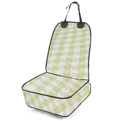 Brown quilted Oxford cloth pet car seat cover with black trim and adjustable straps, designed for vehicle co-pilot seats. - Image 11